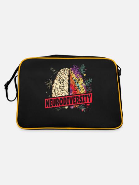 Neurodiversity Brain Autism Awareness Asd ADHD - Retro Bag - black/gold - Back