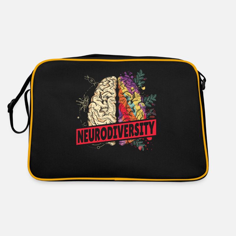 Neurodiversité Cerveau Autisme Sensibilisation TSA - Sac Retro - noir/or