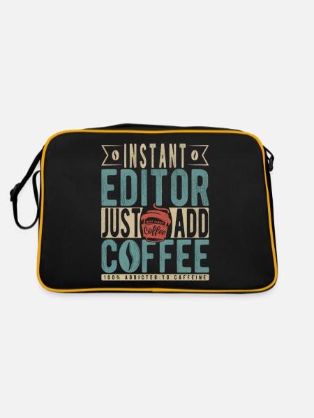 Instant Editor Fügen Sie einfach Kaffee hinzu - Retro Tasche - Schwarz/Gold - Hinten