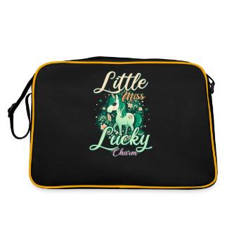 Irisches Einhorn St Patricks Kleines Glück - Retro Tasche - Schwarz/Gold - Hinten