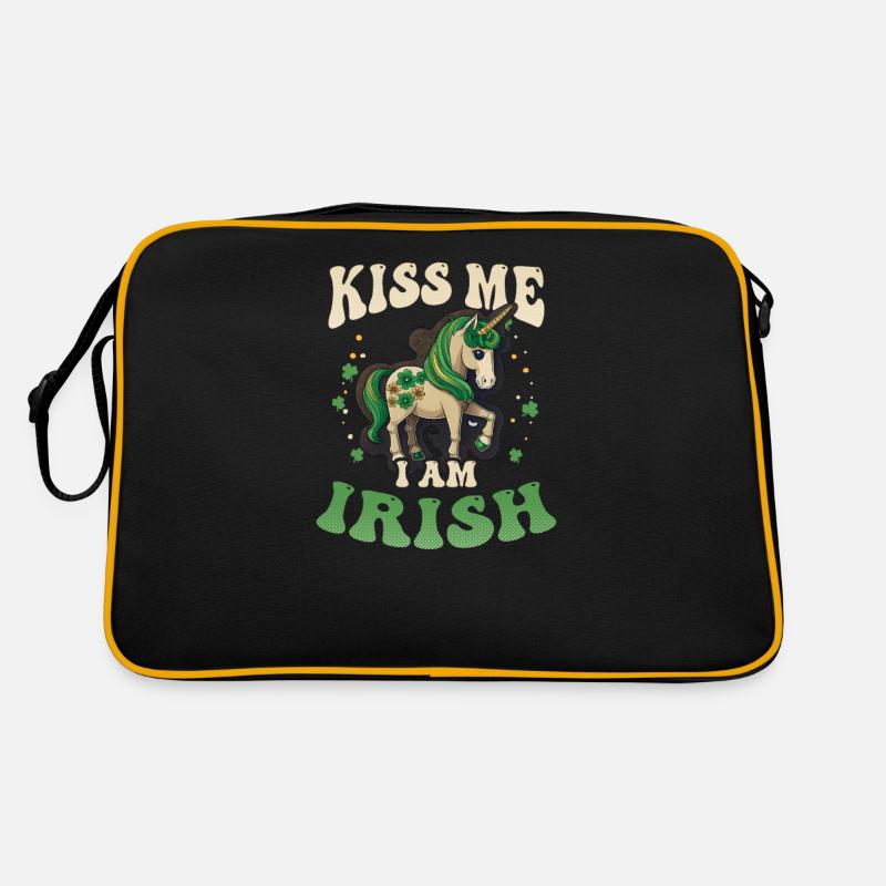 Irisches Einhorn St Patricks Küss mich Irisch Retro Tasche