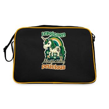 Irisches Einhorn St. Patricks Lepricorn Delicious - Retro Tasche - Schwarz/Gold - Hinten