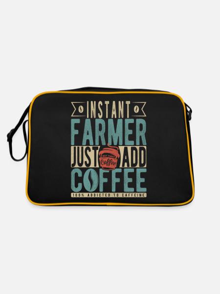 Instant Farmer Fügen Sie einfach Kaffee hinzu - Retro Tasche - Schwarz/Gold - Hinten