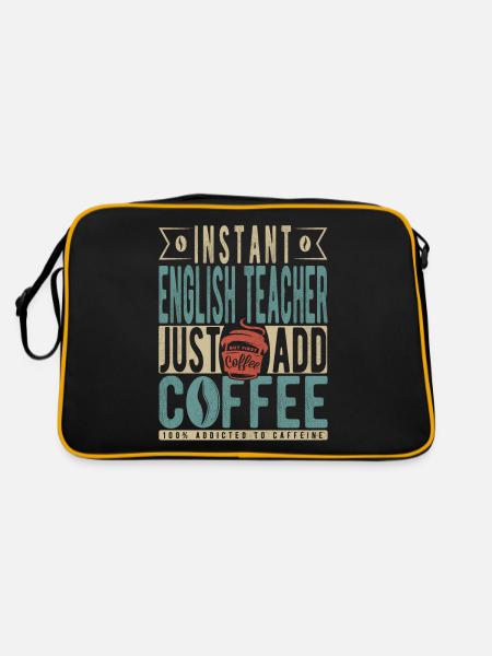 Instant-Englischlehrer Fügen Sie einfach Kaffee hinzu - Retro Tasche - Schwarz/Gold - Hinten