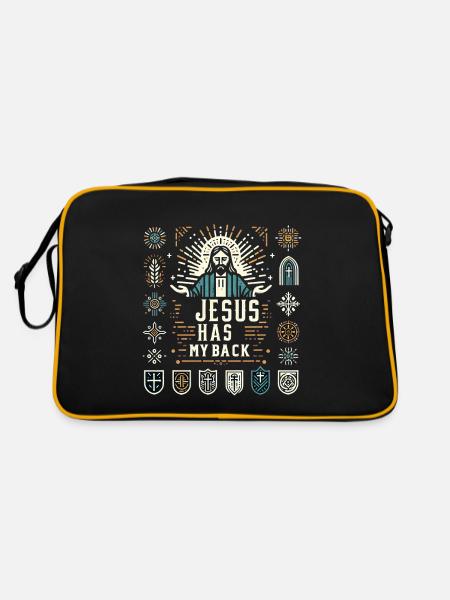 Jésus est là pour moi 20 - Sac Retro - noir/or - Dos