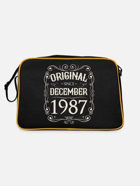 Vintage - Original since Dezember 1987 Geburtstag - Retro Tasche - Schwarz/Gold - Hinten