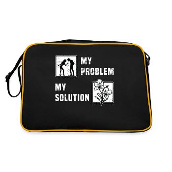 Orchid Lover My Problem My Pictogram Dad Mom - Retro Tasche - Schwarz/Gold - Hinten