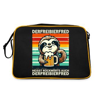 Der Freibier Fred heisst rückwärts Auch Der - Retro Tasche - Schwarz/Gold - Hinten