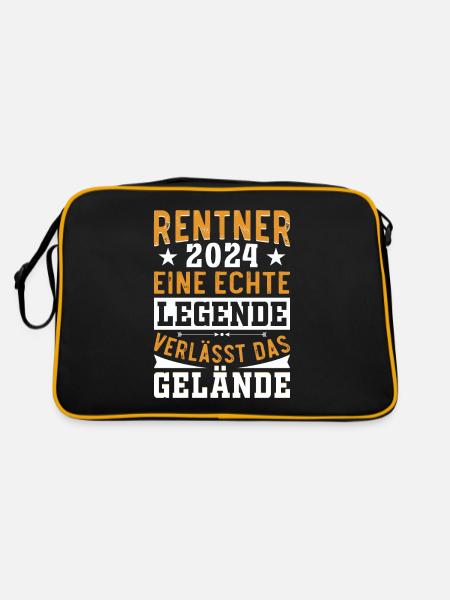 Rentner 2024 Eine Legende Verlässt Das Gelände - Retro Tasche - Schwarz/Gold - Hinten