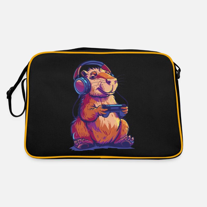 Capybara Videospiel - Retro Tasche - Schwarz/Gold