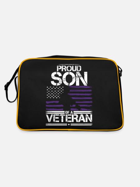 Proud Son Veteran USA Flag Purple Up - Retro Bag - black/gold - Back