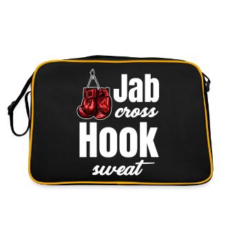 Jab Cross Hook Sweat Lustiges Kickboxen - Retro Tasche - Schwarz/Gold - Hinten