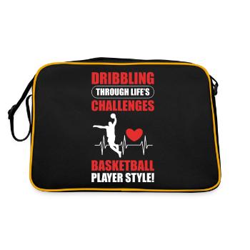 Sport Korbball Basketballspieler - Retro Tasche - Schwarz/Gold - Hinten