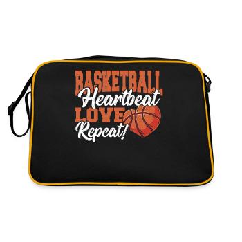 Basketball Korbball Paar Basketball Herzschlag, - Retro Tasche - Schwarz/Gold - Hinten