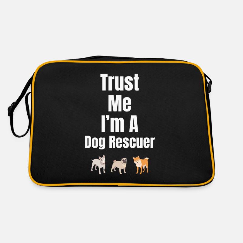 Glaub Mir, Ich Bin Ein Hunderetter, Tierarzt, Pet - Retro Tasche - Schwarz/Gold