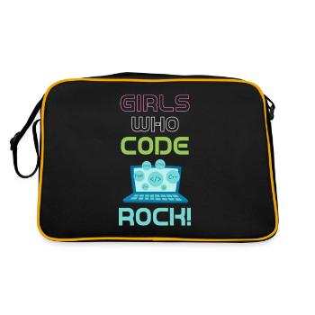 Girls who code, rock! Programmer - Retro Bag - black/gold - Back