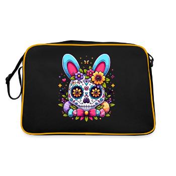 Coloré Sugar Skull lapin de Pâques oeuf de Pâques panier de Pâques - Sac Retro - noir/or - Dos