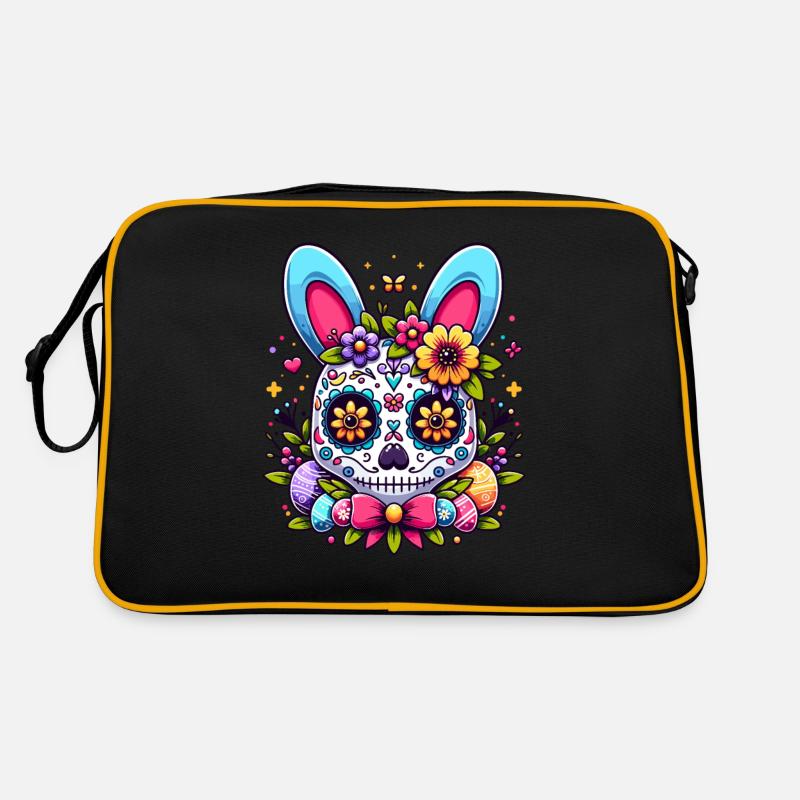 Colorful Sugar Skull Easter Bunny Easter Egg Easter Basket Retro Bag