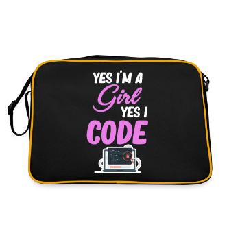 Yes, I'm a girl, yes, I code - Retro Bag - black/gold - Back