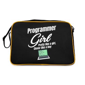 Programmer Girl Pretty As A Girl, Smart - Retro Bag - black/gold - Back