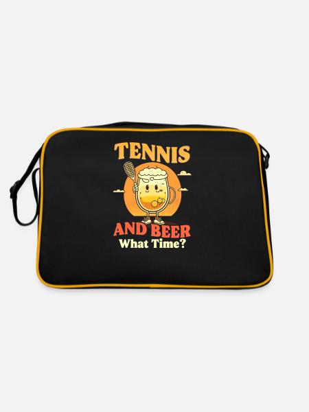 Tennis Player Tennis And Beer What Time - Retro Bag - black/gold - Back