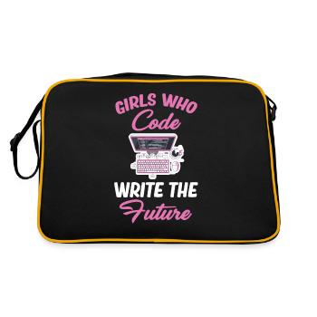 Girl looking at the programmer of the future - Retro Bag - black/gold - Back