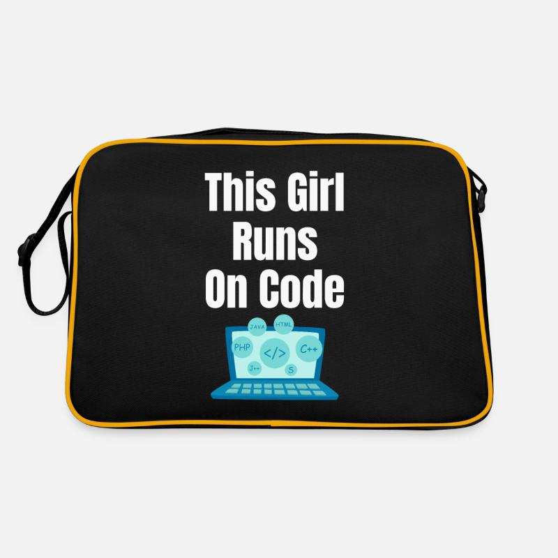 Cette fille fonctionne sur le programmeur de codes Sac Retro