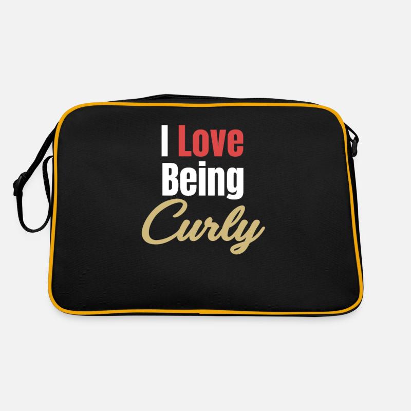 J’adore les cheveux ondulés bouclés et drôles - Sac Retro - noir/or
