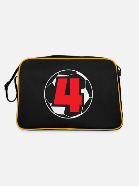 4e anniversaire 4 ans de football joueur de football - Sac Retro - noir/or - Dos