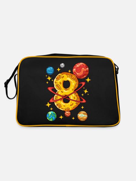 8 Birthday Space Space Astronaut 8 Years - Retro Bag - black/gold - Back