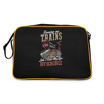 Model Railroad Trains Like My Life: Off Schedule - Retro Bag - black/gold - Back