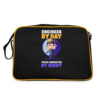 Modellbahn-Ingenieur-Tag, Zugschaffner-Nacht - Retro Tasche - Schwarz/Gold - Hinten