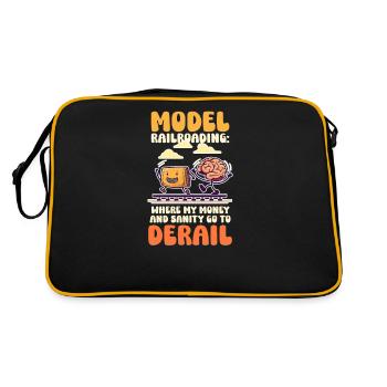 Modelleisenbahn, wo Geld und Vernunft entgleisen - Retro Tasche - Schwarz/Gold - Hinten