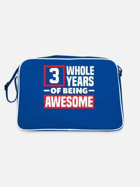 3rd Birthday Children's Birthday Party - Retro Bag - blue/white - Back