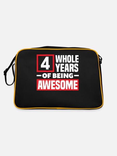 4th Birthday Children's Birthday Party - Retro Bag - black/gold - Back