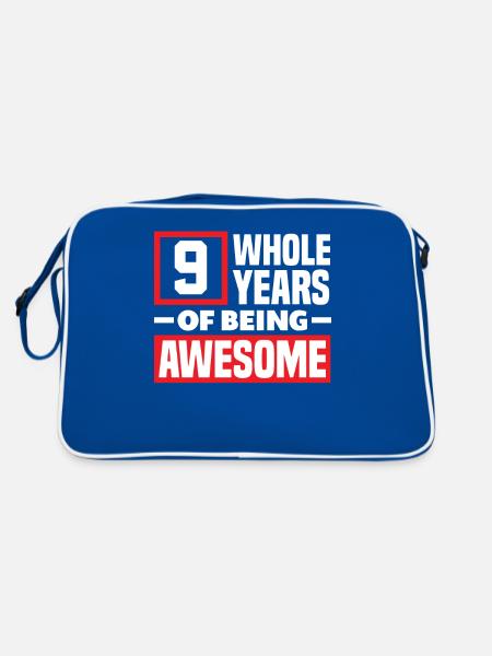 9th Birthday Children's Birthday Party - Retro Bag - blue/white - Back