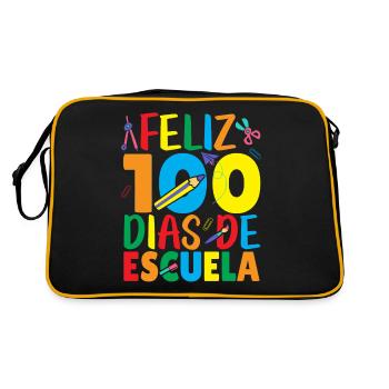 Feliz 100 Dias de Escuela Spanish Happy 100th Day - Retro Bag - black/gold - Back