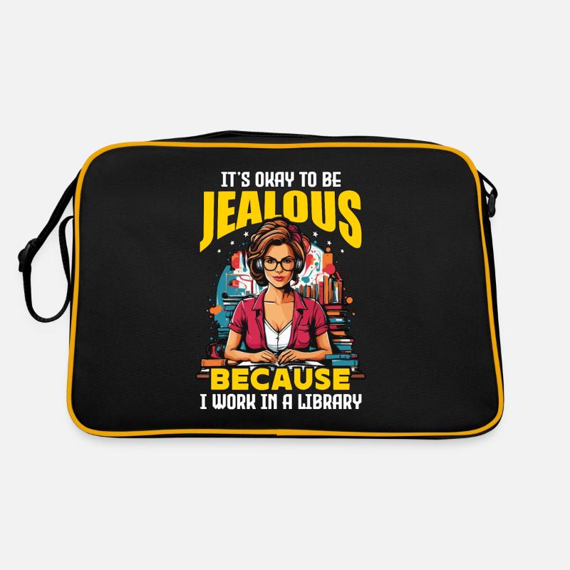 Librarian It's Okay To Be Jealous School Librarian - Retro Tasche - Schwarz/Gold