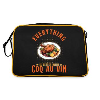 Alles ist besser mit Coq au Vin - Retro Tasche - Schwarz/Gold - Hinten