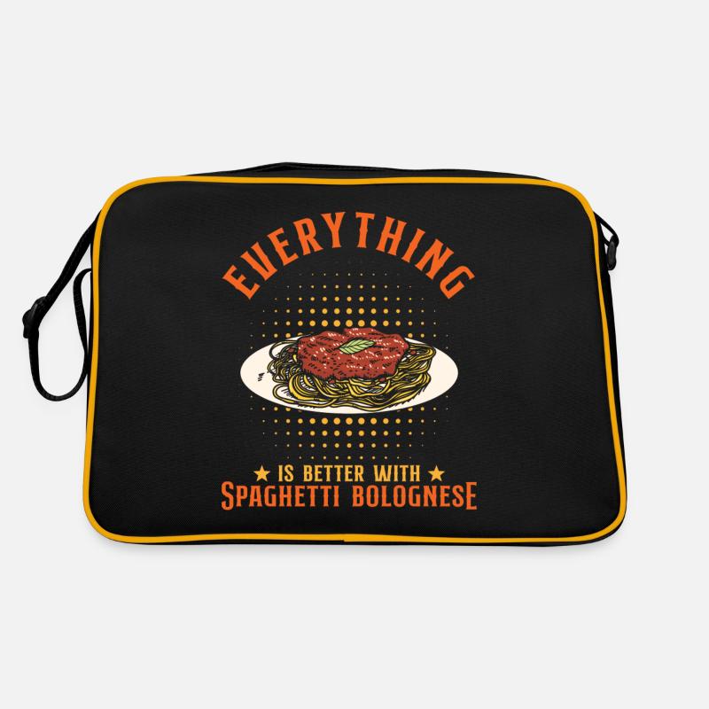 Mit Spaghetti Bolognese ist alles besser Retro Tasche