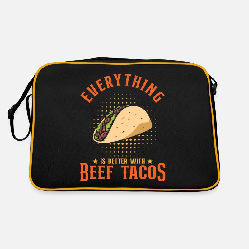 Mit Rindfleisch-Tacos ist alles besser - Retro Tasche - Schwarz/Gold