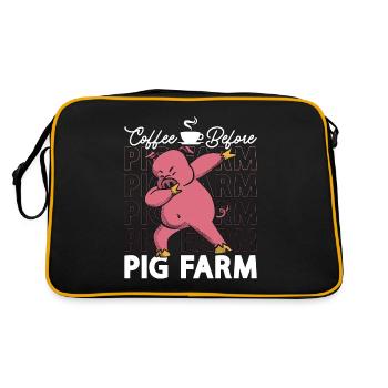 Café de fermier de porc avant que propriétaire de cochon amateur de café - Sac Retro - noir/or - Dos