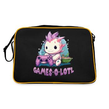 Axolotl T Kawaii Axolotl Gaming Lurche Axolotl - Retro Tasche - Schwarz/Gold - Hinten