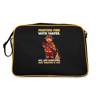 Firefighter With Water, Wit, and Just Waiting It - Retro Bag - black/gold - Back