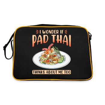 Ich frage mich, ob Pad Thai auch an mich denkt - Retro Tasche - Schwarz/Gold - Hinten