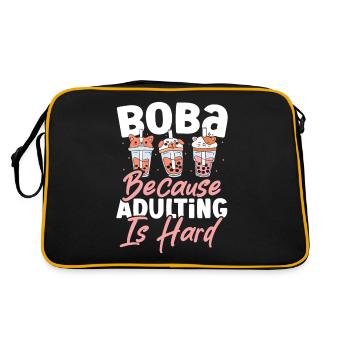 Tee Latte Grüner Tee Eistee Boba Tee Merchandise - Retro Tasche - Schwarz/Gold - Hinten