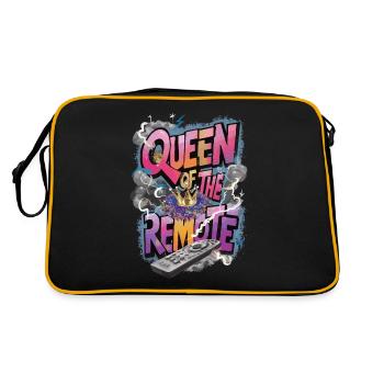 Queen of the Remote Control, Gift, Relax - Retro Bag - black/gold - Back