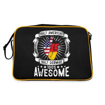 Allemagne États-Unis Drapeau - moitié américain moitié allemand - Sac Retro - noir/or - Dos