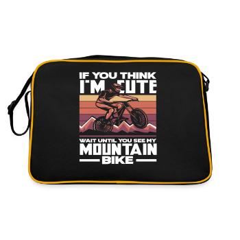 Mountainbikerin Mountainbike Frauen Mädchen - Retro Tasche - Schwarz/Gold - Hinten