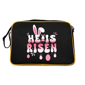 Er ist auferstanden Osterfeier Thema Haseneier - Retro Tasche - Schwarz/Gold - Hinten